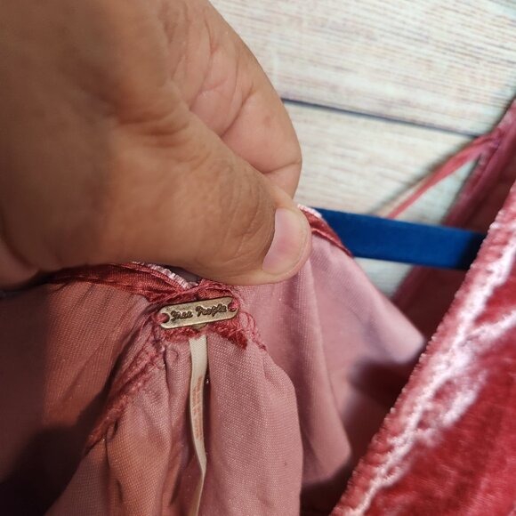 Free People Ivy Velvet Mini Dress Swing Flowy Boho Western Maroon Size XS/TP - Picture 15 of 16